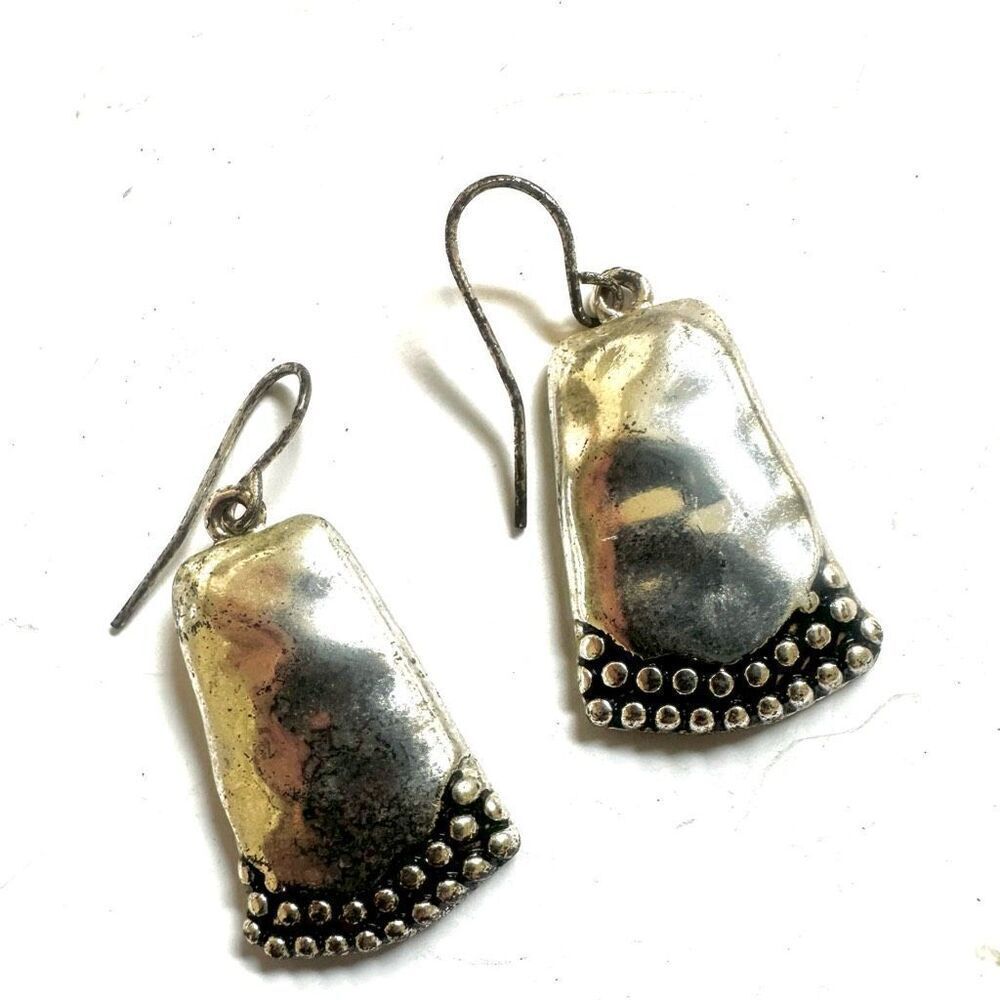 Silver tone drop earrings